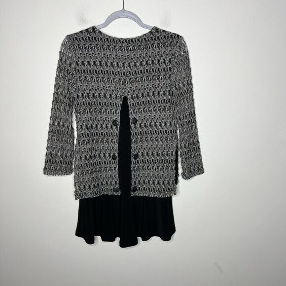 Joseph Ribkoff Tunic Top Womens 4 Crochet Overlay Buttons Layered Career - Picture 5 of 12